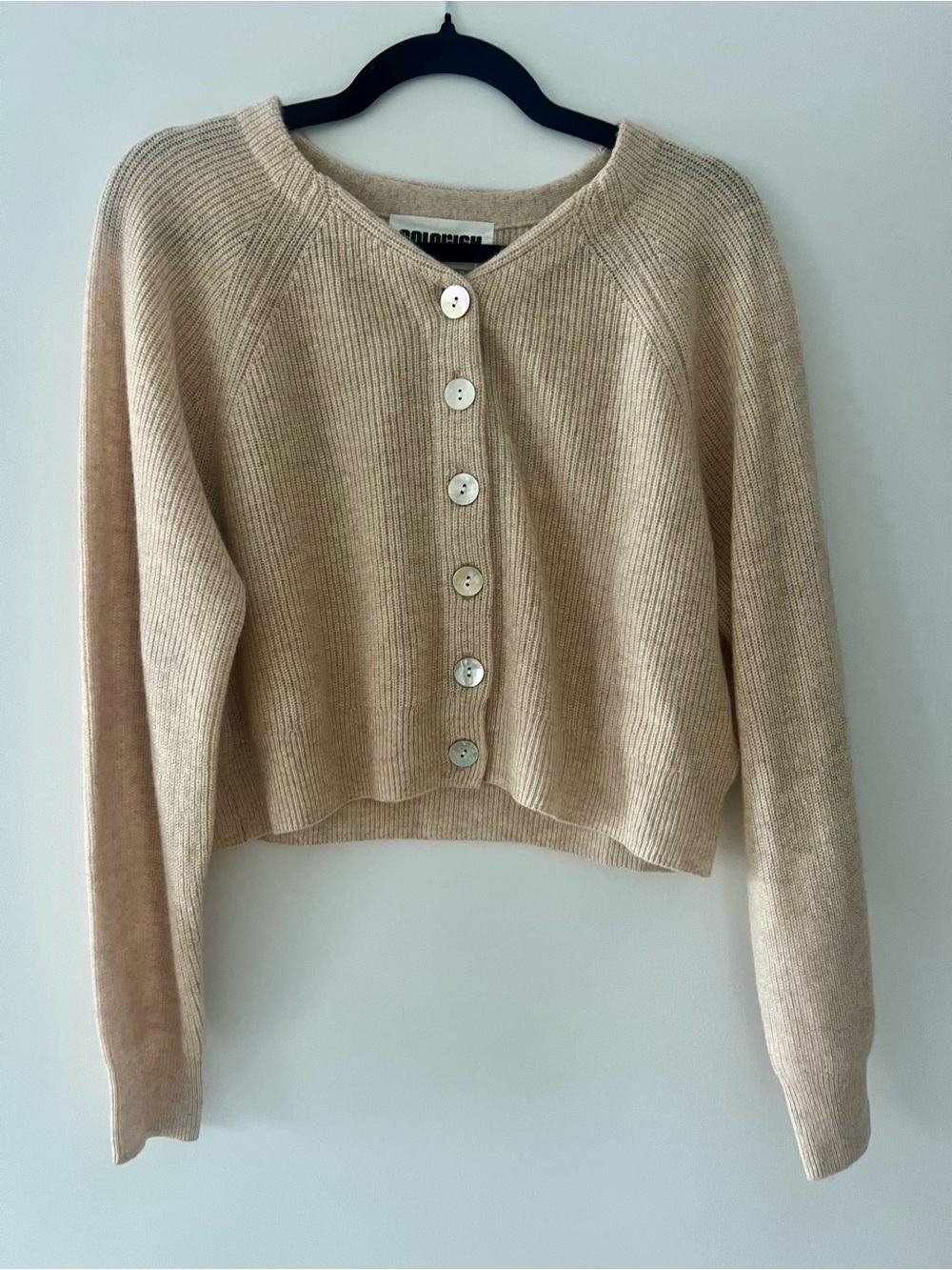 Colorush Semara 100% Cashmere Raglan Cardigan Malt Rice NWT XS